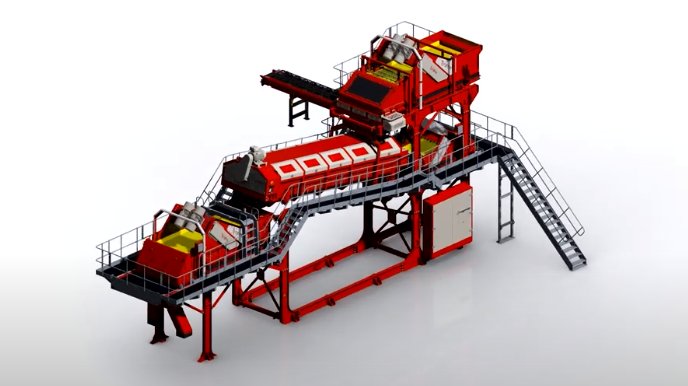 3D render of aggregate washing equipment